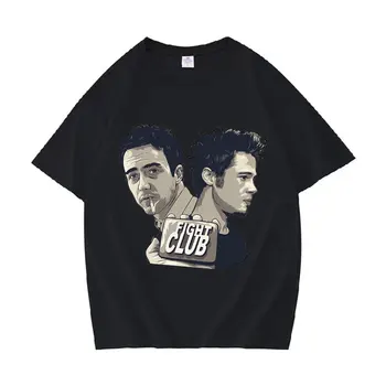 Лимитирана серия тениски с образа на бойцовского на клуба, мъжки ризи в стил хип-хоп, ретро, ризи с къс ръкав, мъжки ризи оверсайз от 100% памук, градинска облекло