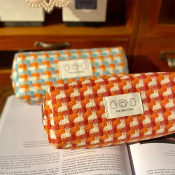 Петна-устойчиви чанта за писалки Многофункционална Голям капацитет Дизайн Рейнбоу, плетене Кутия за писалки молив случай Студентски подарък