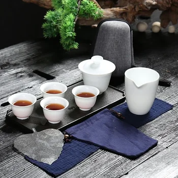 Керамични чаена чаша gaiwan за китайски кунг-фу пътен чай набор от посуда за напитки с пътна чанта Безплатна доставка B33