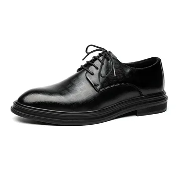 Английски Черни Мъжки модел обувки; Сезон Пролет-есен; Нови Дизайнерски Модерни Ежедневни Сватбени обувки на Младоженеца; Лоферы; Мъжки