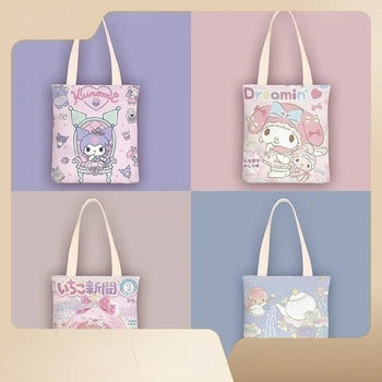 Холщовая чанта Sanrio KT family аниме Kuromi Pochacco Kittycat My melody Cinnamoroll женствена чанта през рамо kawaii студентски чанта чанта