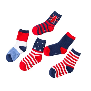 Нови зимни детски Чорапи 2022 година, Чорапи с флага, 5 чифта/лот, топли дебели хавлиени чорапи 2-3/3-5/5-8 Години