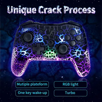 Уникален безжичен контролер на Crack RGB Bluetooth Геймпад за Nintendo Switch PS3 Android TV Box PC Джойстик с функция Turbo