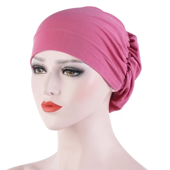 2023 Нова дамски Проста шапка-тюрбан, мюсюлманска однотонная шапка, дамски удобни Меки шапки, ислямска шапка за жени