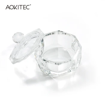 Aokitec маникюр директен осмоъгълни чаша с капак, кристална чаша за отстраняване на нокти, утолщающая дръжка за миене на ноктите, чаша за инструменти