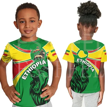 Tessffel Ethiopia Потребителско име Детски размер на Индивидуална детски дрехи 3DPrint Летни ежедневни ризи с къси ръкави, Градинска облекло X1