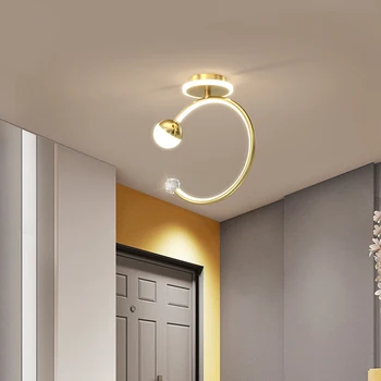 Черно-Бял Златен led тавана лампа за коридора Стъклена топка кристални абажури Фоайето на Преминаване Вътрешно осветление Лампа Блясък челночный кораб