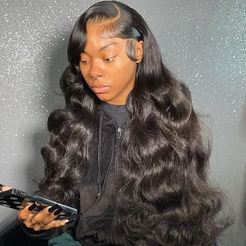 30 34-инчов перука от човешка коса с ефект на обемни вълни Hd, дантели, Бразилски косата Реми, свободни, вълнообразни, 13x4 на дантели, перуки за черни жени