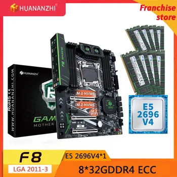 HUANANZHI-placa base X99 F8 LGA 2011-3 XEON X99, с процесор Intel E5 2696 V4, с процесор 8x32G DDR4, с комплект памет, БЕЗ ECC, NVME