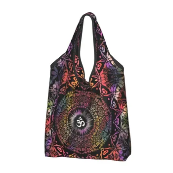 Симпатична чанта за пазаруване Мандала Om Buddhism Aum, преносима чанта за пазаруване за дзен йога и медитация