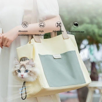 Простотата на Котешка холщовая чанта, преносим чанта за домашни любимци, просторен раница за пътуване, котешка чанта с регулируема катарама, аксесоари за котки