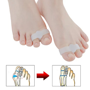 1 Чифт разделители за пръстите на краката, 2 дупки, силиконова мека еластична уплътнение за пръстите на краката, изправяне на нокти, разделител за пръсти за възрастни