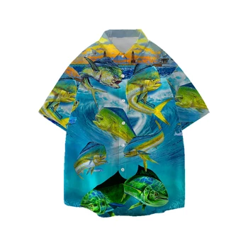 Jumeast Ocean Fish Мъжки Хавайска Риза С Участието На Морски Пейзаж, Тениски Алоха, Унисекс, Мешковатая Плажна Блуза, Младежки Облекла С Акули, Върхове Harajuku
