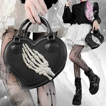 Модни чанти на стил Y2K за жени, INS, чанта с нокти във формата на сърце, черепи, на Тъмно дизайнерска чанта, дамска чанта-тоут за жени 2023, модни Коледни подаръци