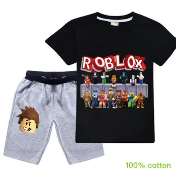 Гореща игра ROBLOX, тениски + шорти, Комплекти, Летни мультяшные игри за момичета и момчета, костюм от 2 теми, бебешки дрехи за деца
