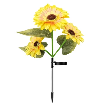 Градински соларни лампа Sunflower Light с 3 глави, градинска Морава лампа, Слънчеви led ландшафтна лампа Sunflower Фея Светлини, Външна слънчева батерия
