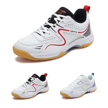 Мъжки амортизирующая обувки за бадминтон, мъжки Дамски ластични демпфирующие тенис маратонки за тренировка, обувки за волейбол на плъзгане гумена подметка