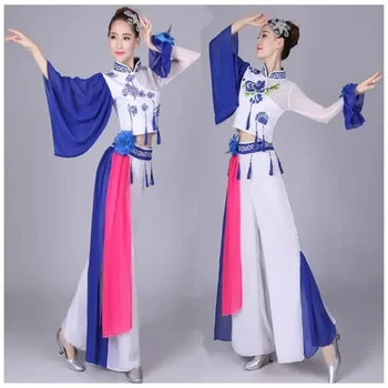 Традиционната китайска дрехи, дамски дрехи, за корекция на древните народни танци Янко, син костюм, костюми, дамски дрехи за танци стриктно да се изисква, рокля