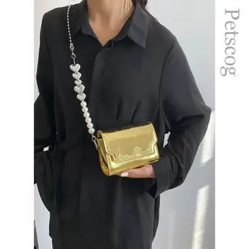 Сладки мини-чанти през рамо от изкуствена кожа в стил Y2K за жени, модни портмонета и дамски чанти за рамо-верига 2023 г., Рамо дамски чанти и Портмонета