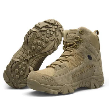 Мъжки Военни обувки, мъжки ежедневни обувки за каране на мотоциклет, лов, разходки, високи ботуши за пустинята, Hombre, Черен
