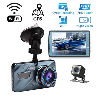 Автомобилен видеорекордер WiFi HD 1080P, видеорекордер, камера на автомобила, видео Рекордер, Паркинг монитор, нощно виждане, G-сензор, GPS, аксесоари за автомобили