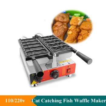 Машина за готвене на вафли под формата на риба с сладък котка Bungeoppang Snack Търговска машина за приготвяне на тайяки с риба в ръцете на котка Градинска храна