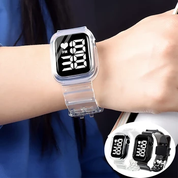 Нови led цифров часовник Модерен прозрачен гривна Мъжки часовник Ультралегкие дамски часовник-гривна Спортни мъжки електронни часовници