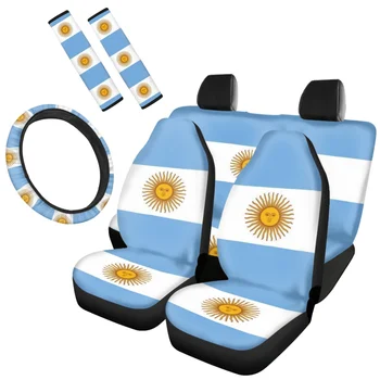 Модни Калъфи за автомобилни седалки с принтом хартата на Аржентина Отпред и отзад, универсален здрав капак на волана, 7 бр./компл. седалките за колан