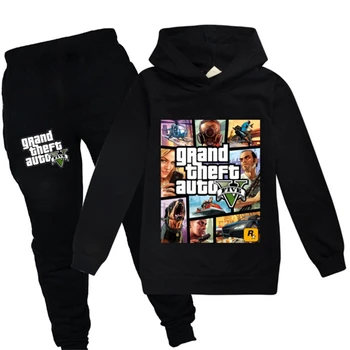 Grand Theft Auto V GTA 5, Детски пуловер, Качулки + панталони, комплекти от 2 теми, детски дрехи с герои от анимационни филми за момчета, дрехи за деца, роклите за момичета
