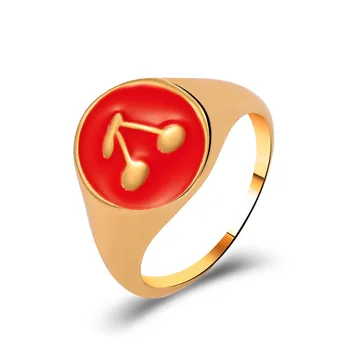 Елегантен trend продукт, златна череша, ретро червен пламък, геометрични пръстени кръг, дамски бижута