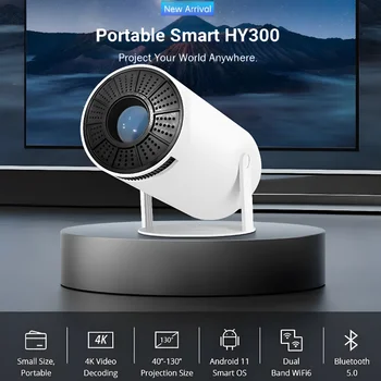 Преносим проектор HY300 PRO Quad-core Android 11 Двойни WIFI 4K Видео в прожектор Прожектор за Домашно кино 4K 3D Проектори Proyector