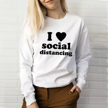 I Love Social Distancing Ново Записване 2020, Забавна Hoody, Върхове за Интровертите, С Върхове, Свитшоты Експерт по социално Дистанцированию