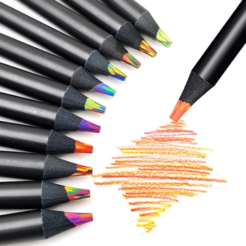 1бр 8 цвята Концентрични наклон с Преливащи се цветове моливи, Цветни Моливи Канцеларски материали Артистичен фигура за Оцветяване на Скици на Случайни