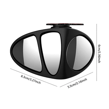 3 в 1, Завъртане на 360 Градуса Тристранно Автомобилно Огледало Слепи Зони за Обратно виждане Сляпо Петно за Обратно виждане Куполна Паркинг Огледало Защитни Аксесоари