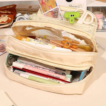 Чанта за моливи с голям капацитет, естетичен Притежателя на канцеларски материали в Корейски стил, чанта за момичета, молив случай за химикалки, ученически пособия за студенти, Аксесоари