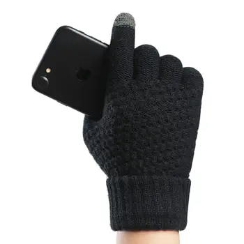 1 чифт ски стрейчевых мъжки бизнес топли зимни ръкавици, плетени калъф за ръкавици, ръкавици за сензорен екран, мъжки ръкавици