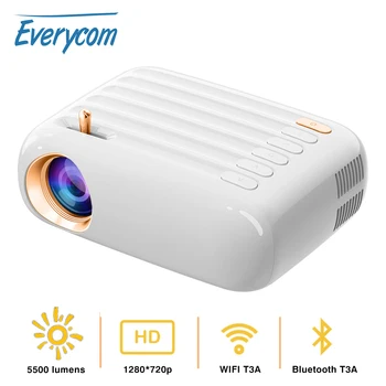 Everycom T3 Поддържа прожекционен екран с резолюция 1080P 5500 лумена, led мини преносими проектори за домашно кино, подарък за деца