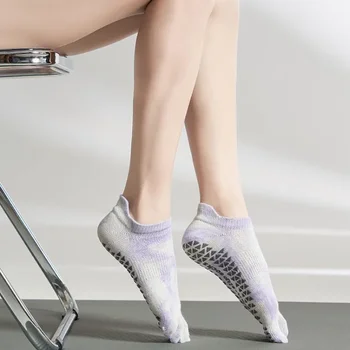 2024 Летни чорапи за йога, професионални силиконови нескользящие чорапи за пилатес, Дамски памучни чорапи дишащи за фитнес и танци, спортни чорапи с пет пръста,