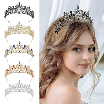 Кристални корона-диадема за жени и момичета, Елегантни Диадеми във формата на короната на принцеса за младоженци на Сватба, Абитуриентски рожден Ден Хелоуин Аксесоари за коса