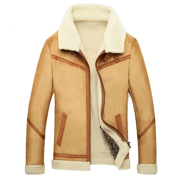 Напълно ново зимно палто, модни дебела топла кожено яке, кадифе яке-пилот на руното лигавицата, връхни дрехи, мъжки дрехи, Директна доставка