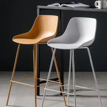 Пластмасов стол бар с високи крака, лесен и модерен цветен бар стол, черно-бял бар стол