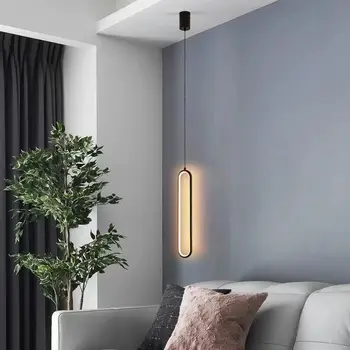 Нощна полилей в скандинавски стил за спални, модерни минималистичная фонова стена за хол, дълга линия малка полилеи