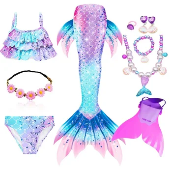 Фантазийные детски опашки на малката русалка за плуване за момичета, бански костюм, малката Русалка, бански костюми за плуване в басейн, костюми за cosplay на Хелоуин