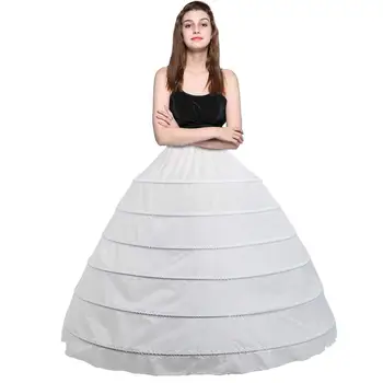 Дамски долната пола с 6 обръча, за парти, сватба долната пола комбинация с кринолином, бяла