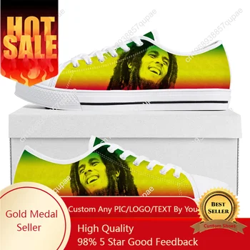 Bob Marley Reggae Rasta Висококачествени Маратонки с нисък Покрив Мъжки Женски Юношеските Парусиновые Маратонки Singer Ежедневни Обувки за чифт Обувки по поръчка
