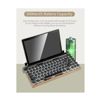Геймърска клавиатура от 83 клавиша, клавиатура за пишеща машина в ретро стил, безжична клавиатура с Bluetooth, USB, механични шапки за комбинации в стил пънк за PC, A