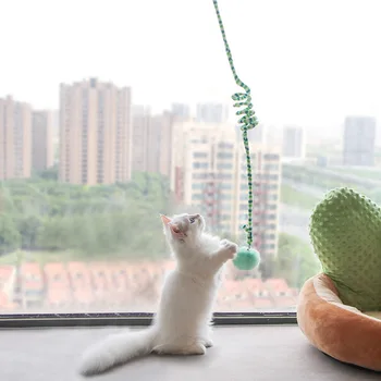 Интерактивна играчка-котка, имитирующая подвешенную играчка-котка, Забавни Самозалепващи въжени играчка за коте, играющего в играчки пръчка-закачка, Котка с камбана