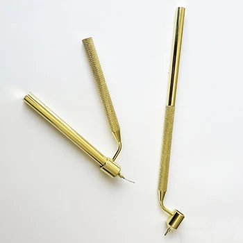 Наклонена писалка за рисуване тънка линия, Течен писмено инструмент 0,5 мм/0,7 мм, Златно перо, Многофункционални Плоски, за да проверите за ремонт на драскотини