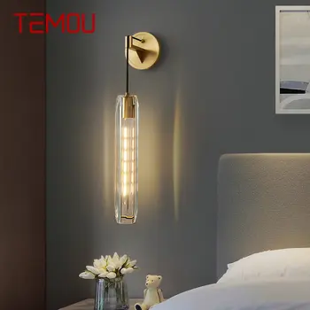 Модерен мед, с монтиран на стената лампа TEMOU, led лампа от мед, класически Креативен интериор за дома, хол, спалня