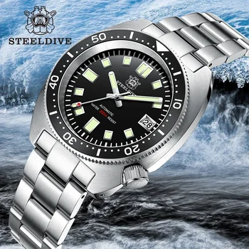 SD1977 Марка STEELDIVE 2021, Ново записване, 42 мм тънък мъжки часовник Turtle NH35 за гмуркане с керамично безелем, Коледен подарък